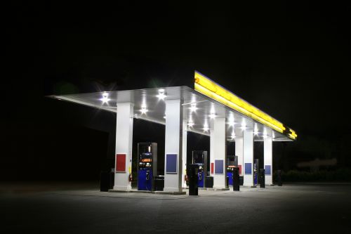 gas station night time night
