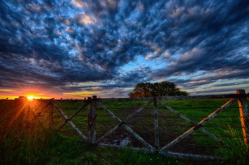 gate  sunset  landscape