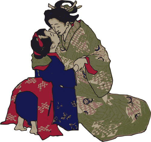 geisha hug japan