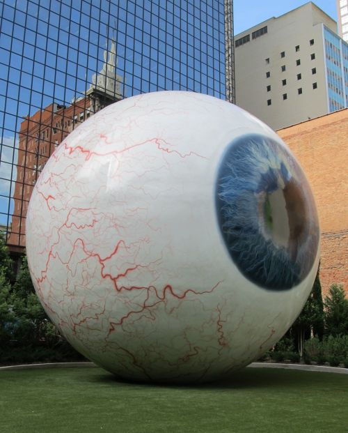 giant eyeball enormous orb downtown