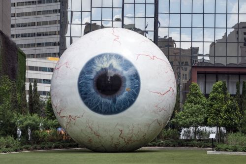 giant eyeball enormous orb downtown