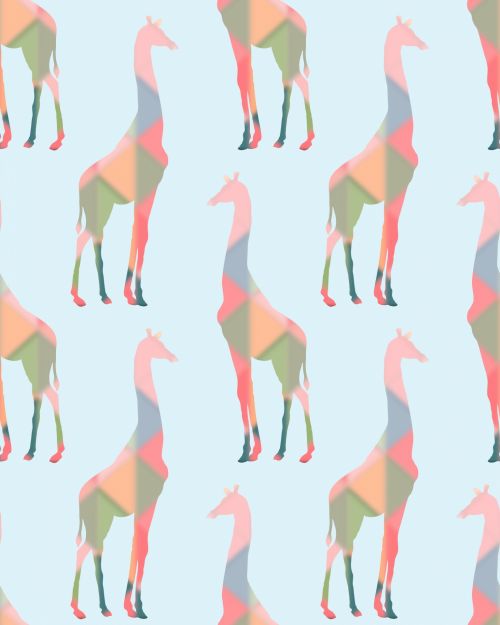 Giraffe Colorful Wallpaper Pattern