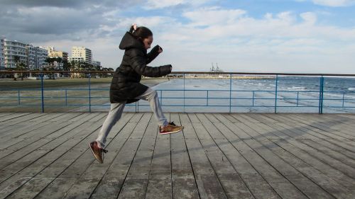 girl jumping fun