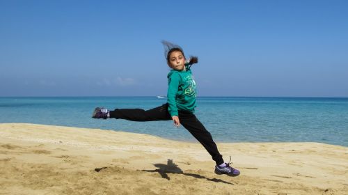 girl playing happy