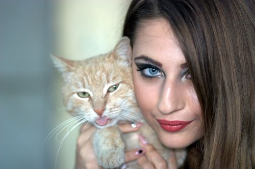 girl cat beauty