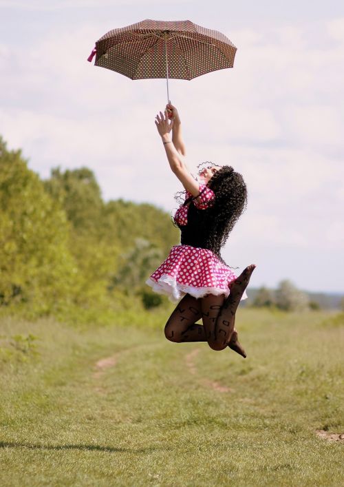 girl umbrella bounce