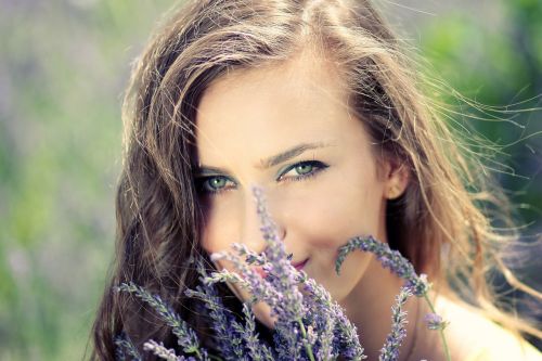 girl lavender flowers