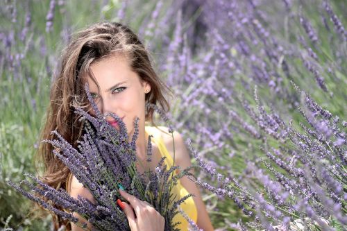 girl lavender flowers