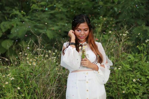 girl flower field