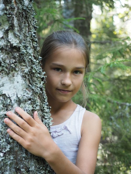 girl forest nature