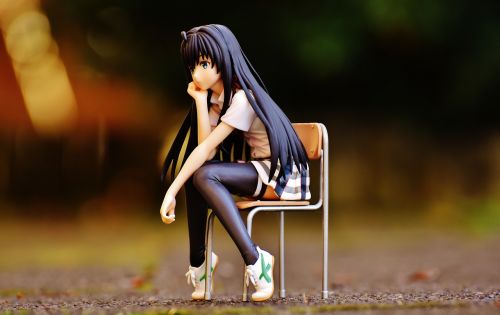 girl sad chair