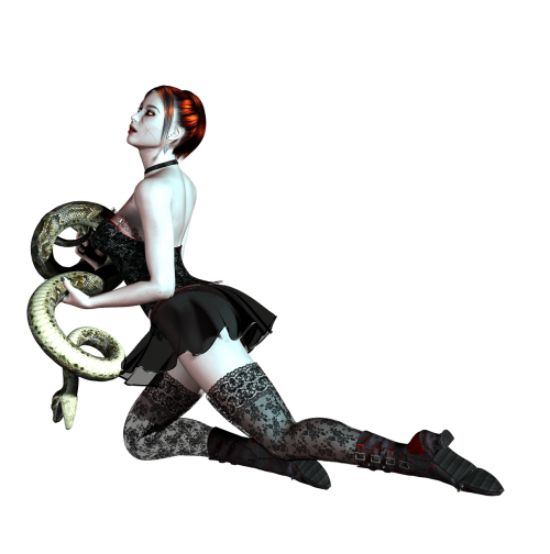 girl kneeling snake