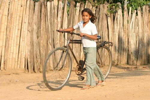 girl bicycle sunset