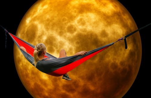 girl hammock moon