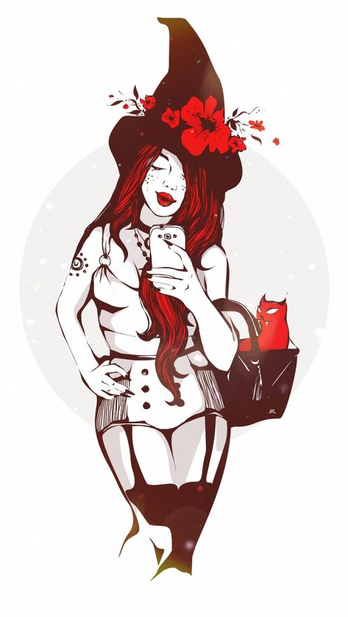 girl cat illustration