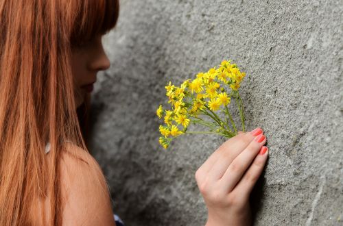 girl flowers mood