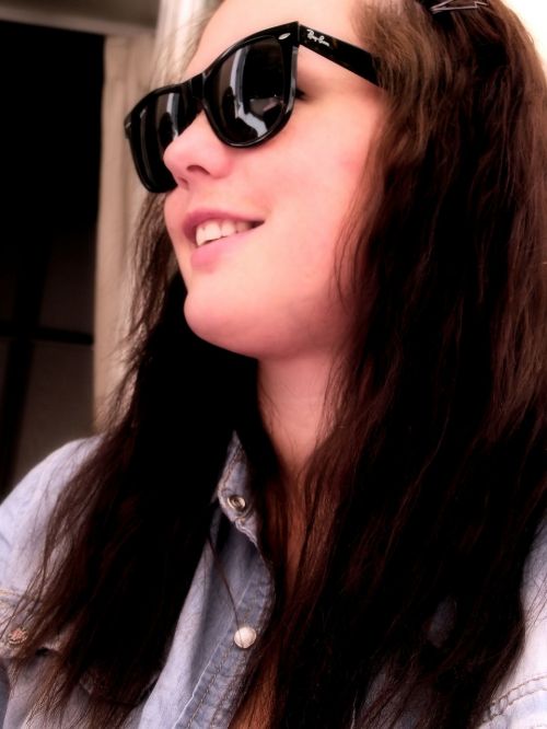 girl long hair sunglasses