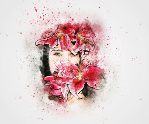 girl flowers art