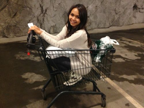 girl fun shopping cart