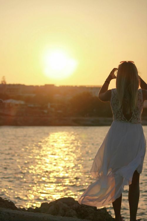 girl sunset greece