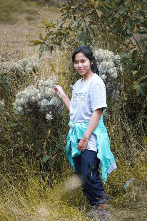 girl flower mountain