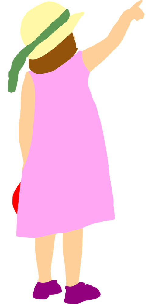 girl pointing dress