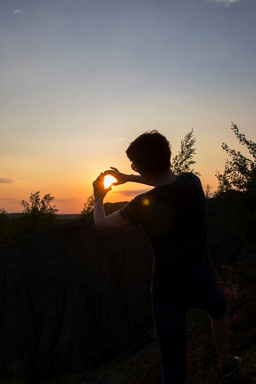 girl sunset evening