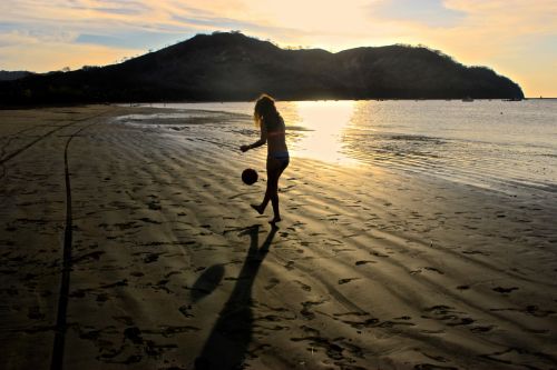 girl soccer sunset