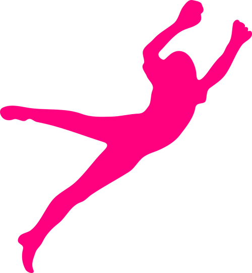 girl jumping pink