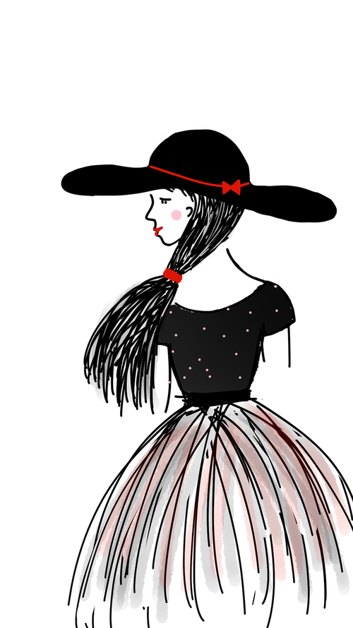 girl  hat  black