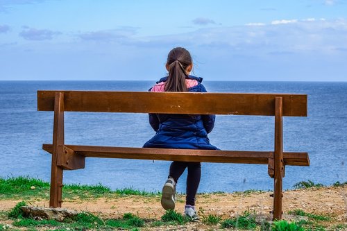 girl  bench  sea