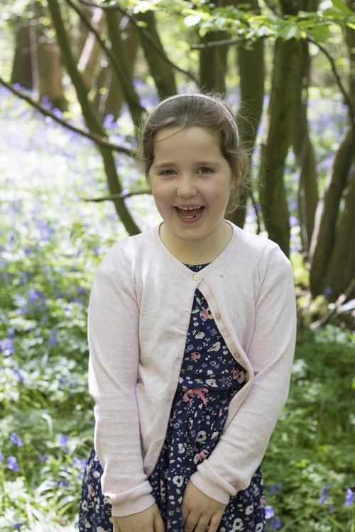 girl  outside  bluebells