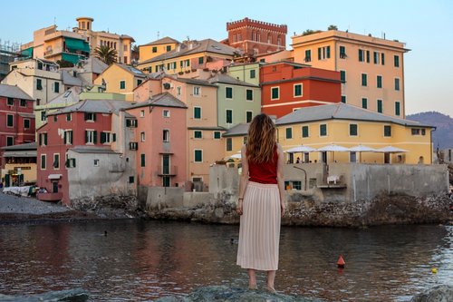 girl  colorful  colourful houses