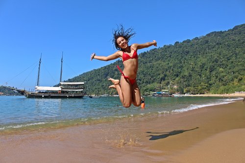 girl  jumping  happy