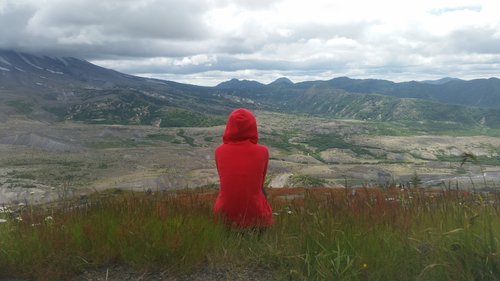 girl  mountain  grass