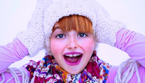 girl  cheerful  winter