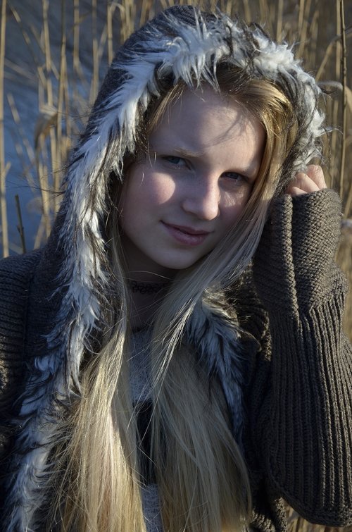 girl  blond  winter