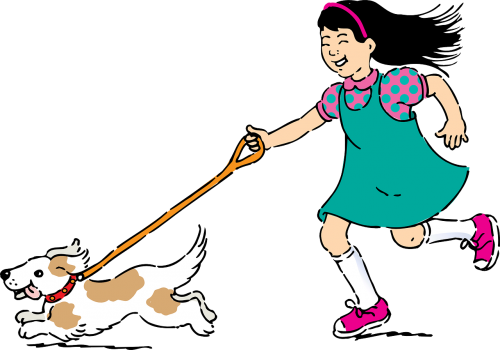 girl running pet