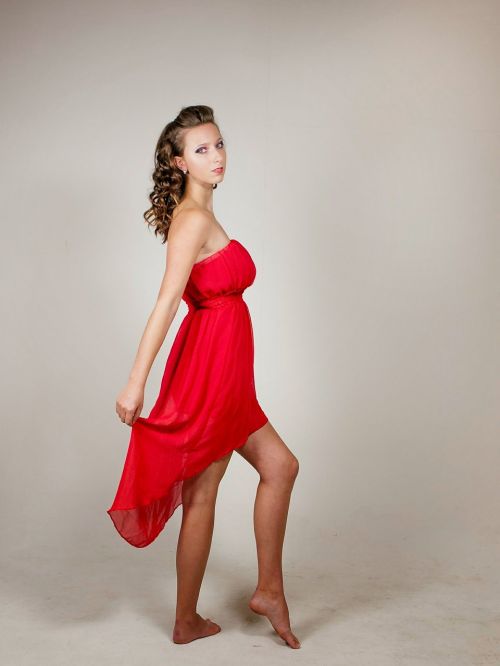 girl woman in red dress