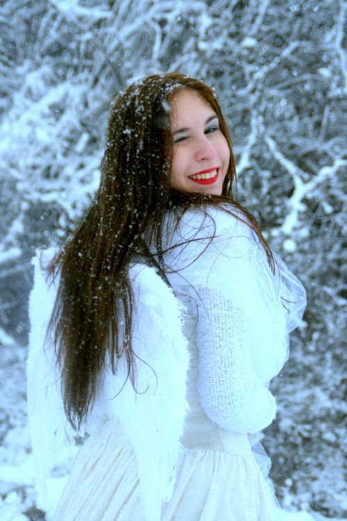 girl snow angel