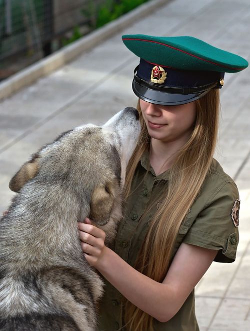 girl dog tenderness