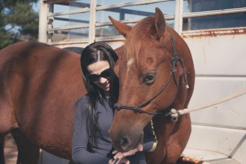 girl horse pet