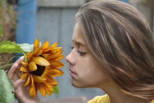 girl sunflower flower