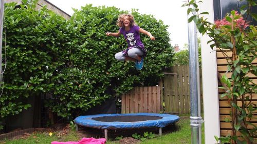 girl jump trampoline