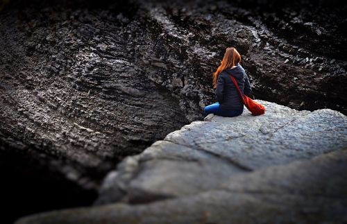 girl sitting on the edge only
