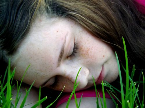 girl freckles asleep