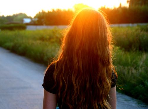 girl sunset long hair