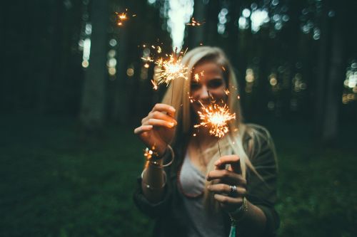 girl sparklers fireworks