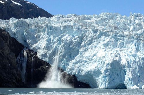 glacier calving ice water