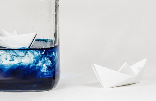 glass still life ship